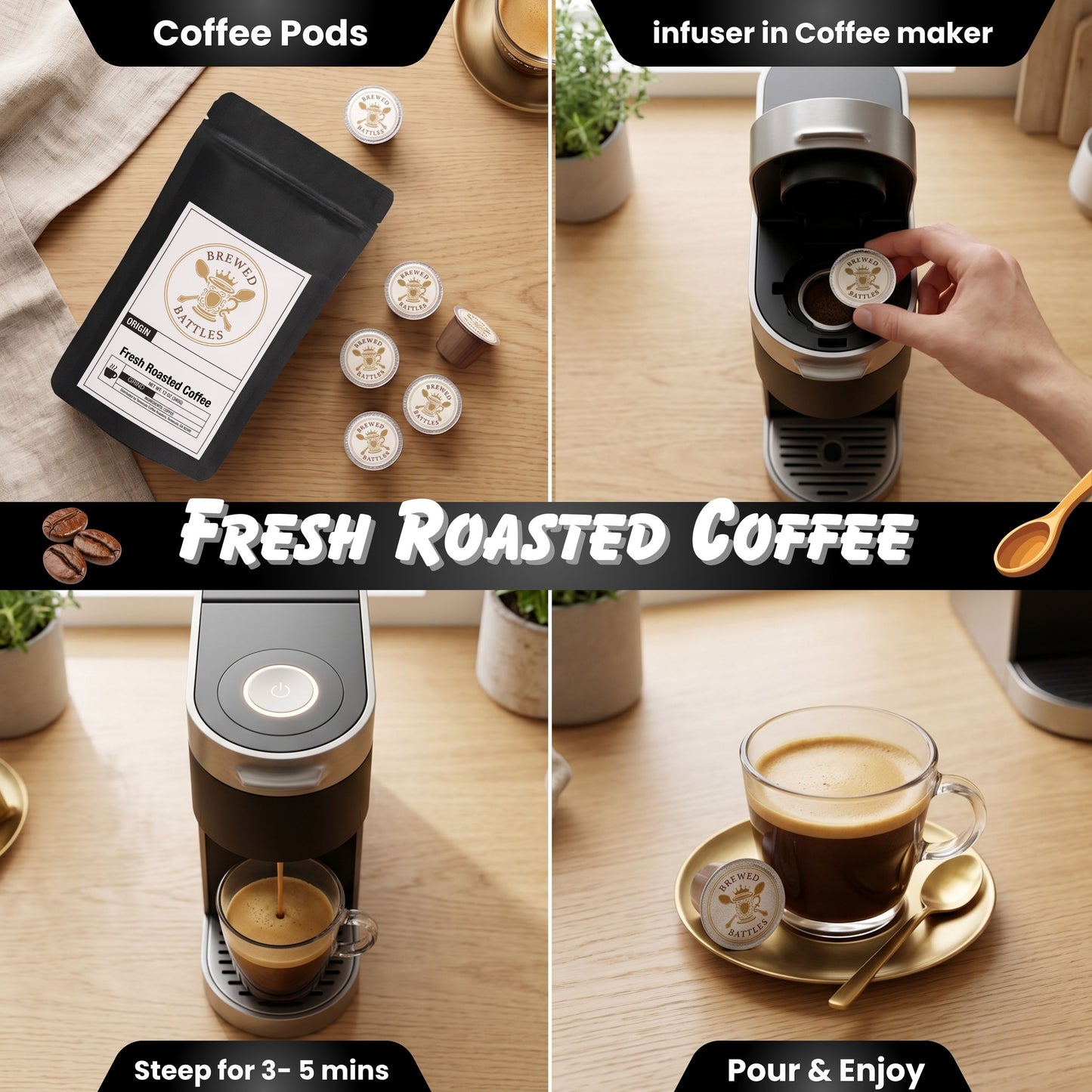 12 Pack Coffee Pods | Single Serve Coffee Capsules | Original Roast Premium Blend | Oxygen Sealed Fresh | Try Specialty Pod Coffee — Brewed Battles Keurig Compatible