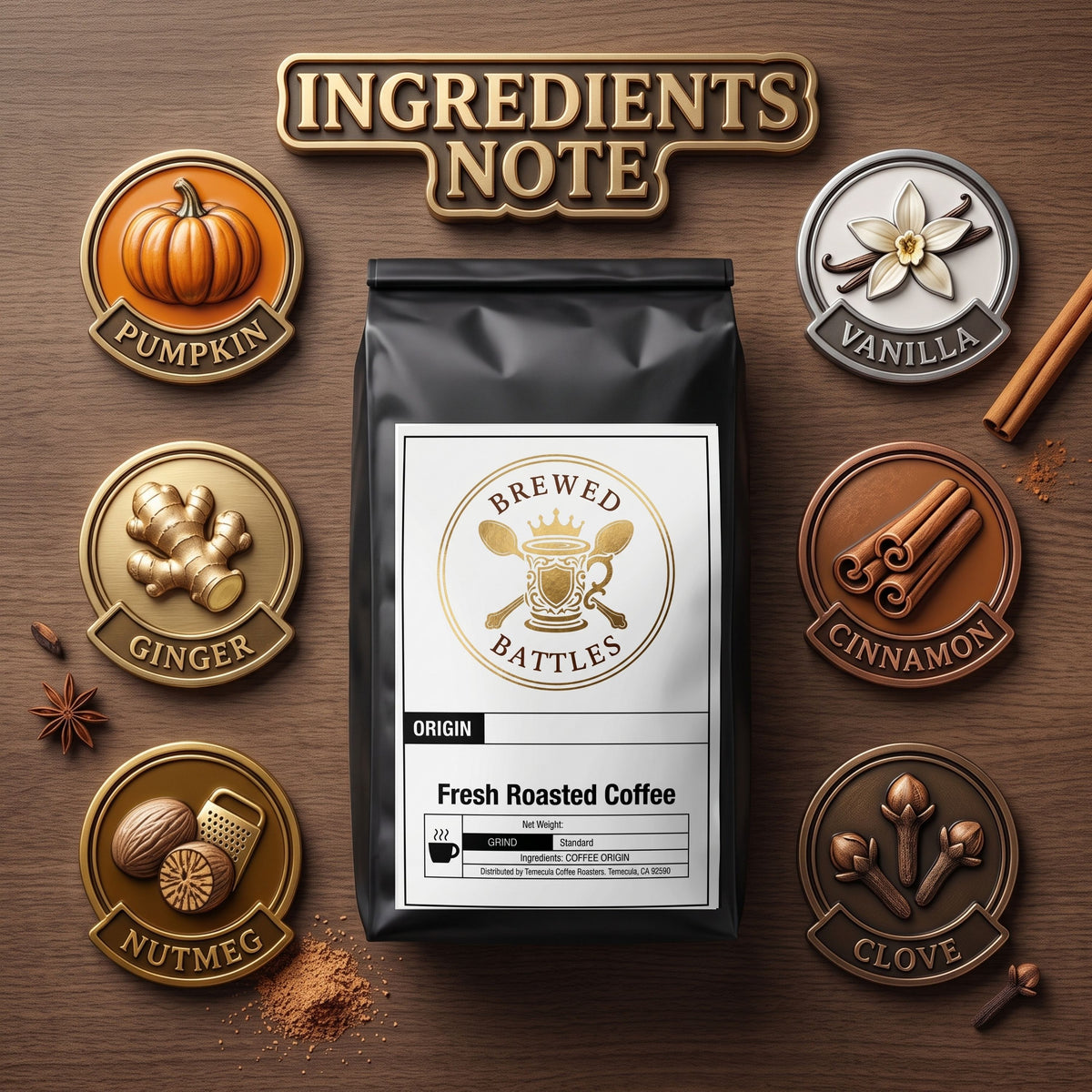 Pumpkin Spice Coffee | All Natural Flavored | Year Round | Pumpkin, Cinnamon & Nutmeg — Medium Roast Single Origin Specialty Grade | Brewed Battles Coffee