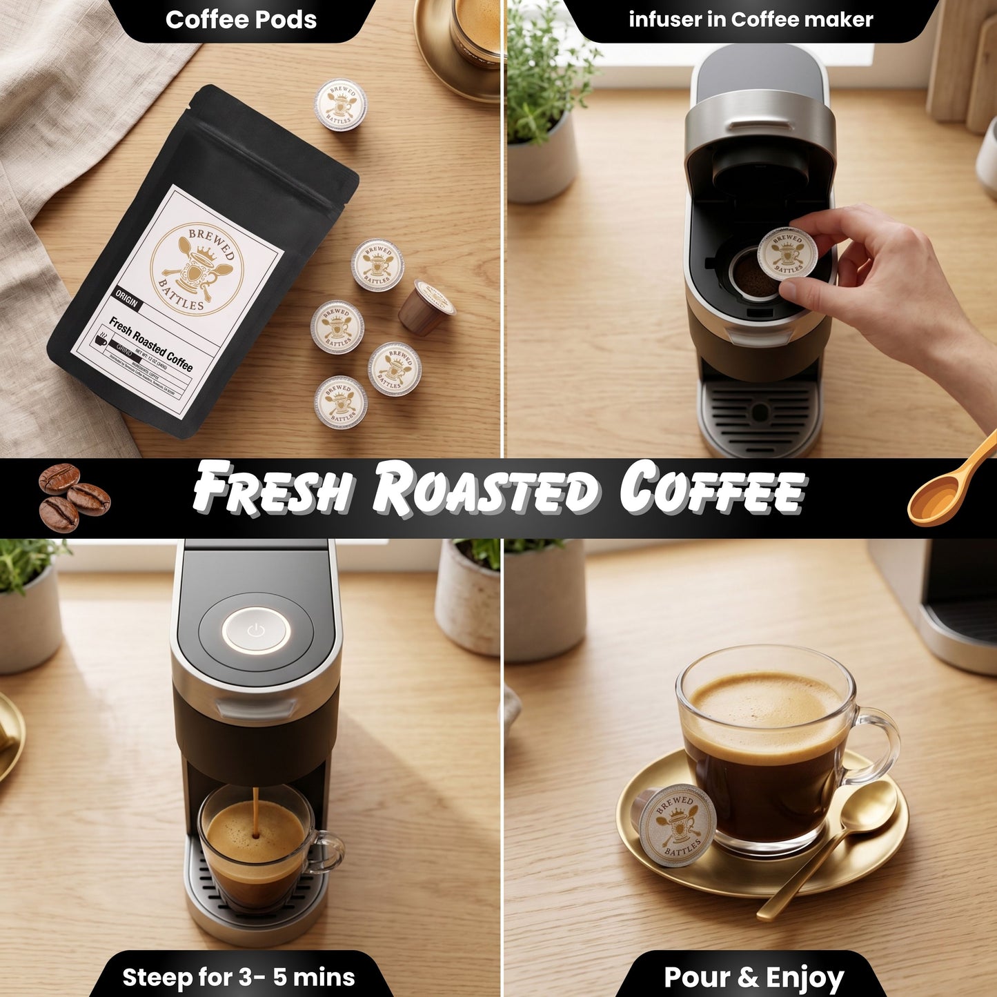 60 Pack Coffee Pods | Single Serve Coffee Capsules | Original Roast Premium Blend | Oxygen Sealed Fresh | Compatible with Keurig K-Cup Brewers — Brewed Battles Coffee
