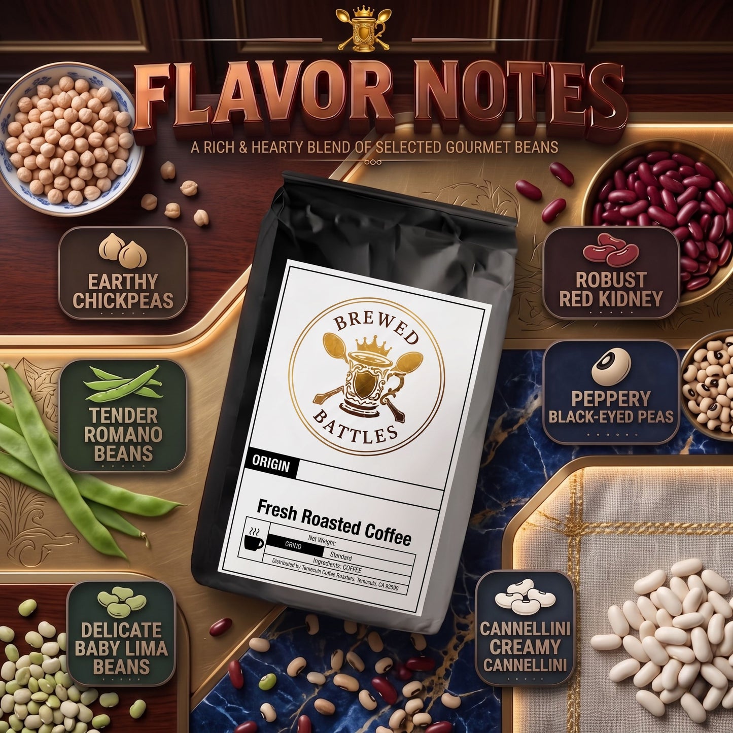 6 Bean Blend Dark Roast Espresso Coffee | Meticulous Six-Origin Global Espresso | Bold, Rich & Complex — World's Finest Espresso Blend | Brewed Battles