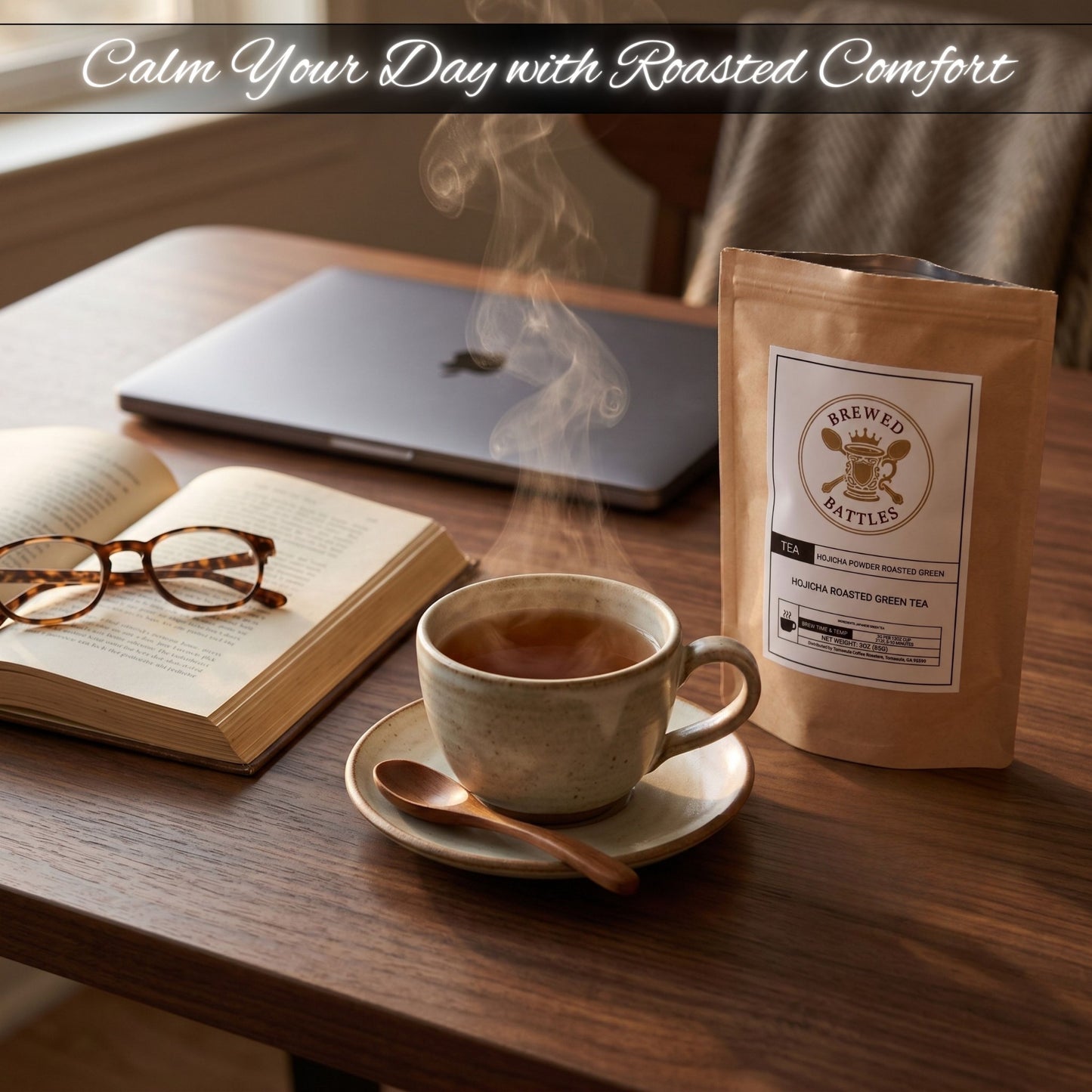 Hojicha Roasted Green Tea Powder — Japanese Roasted Green Tea Loose Powder | Smooth, Low Caffeine | Brewed Battles