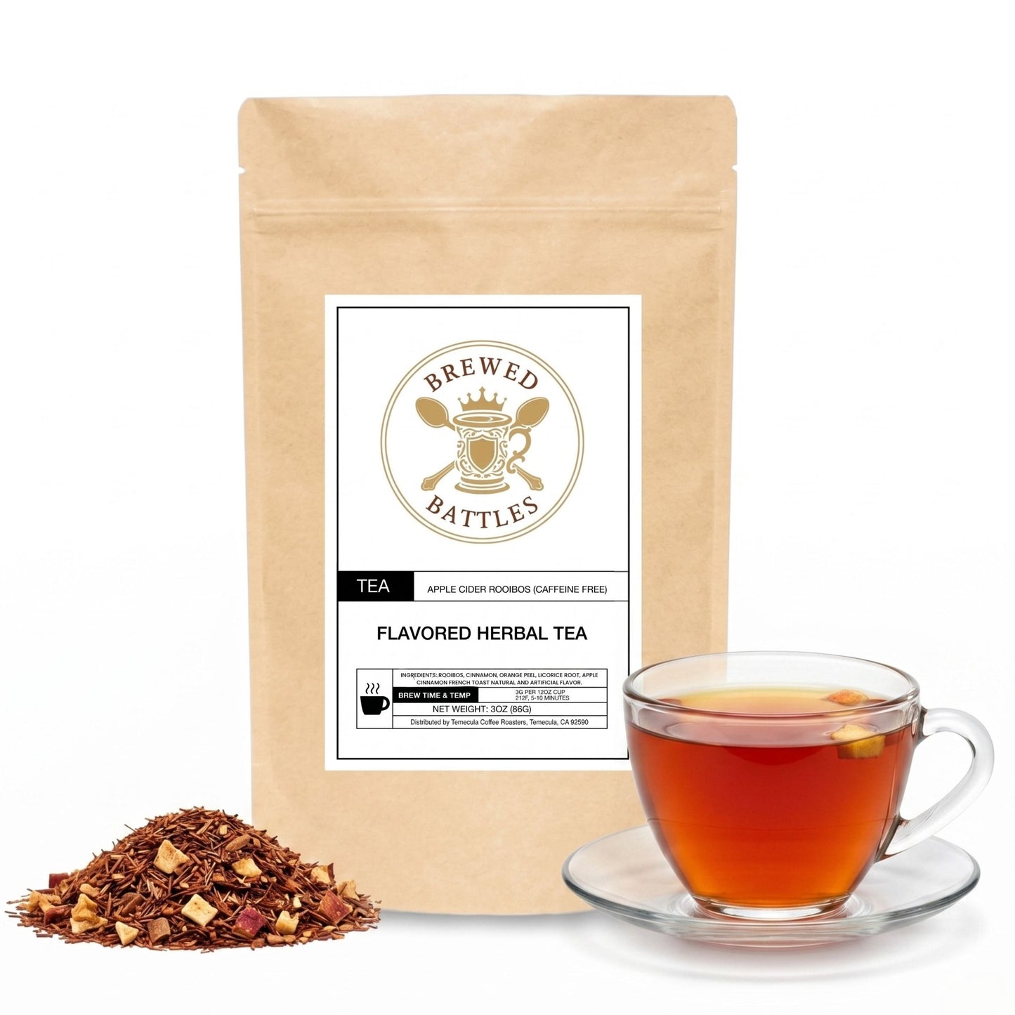 Apple Cider Rooibos Tea – Caffeine Free Herbal Tea | Cinnamon Spice Loose Leaf Tea | Premium South African Red Bush Tea | Fall Tea Blend | 3oz