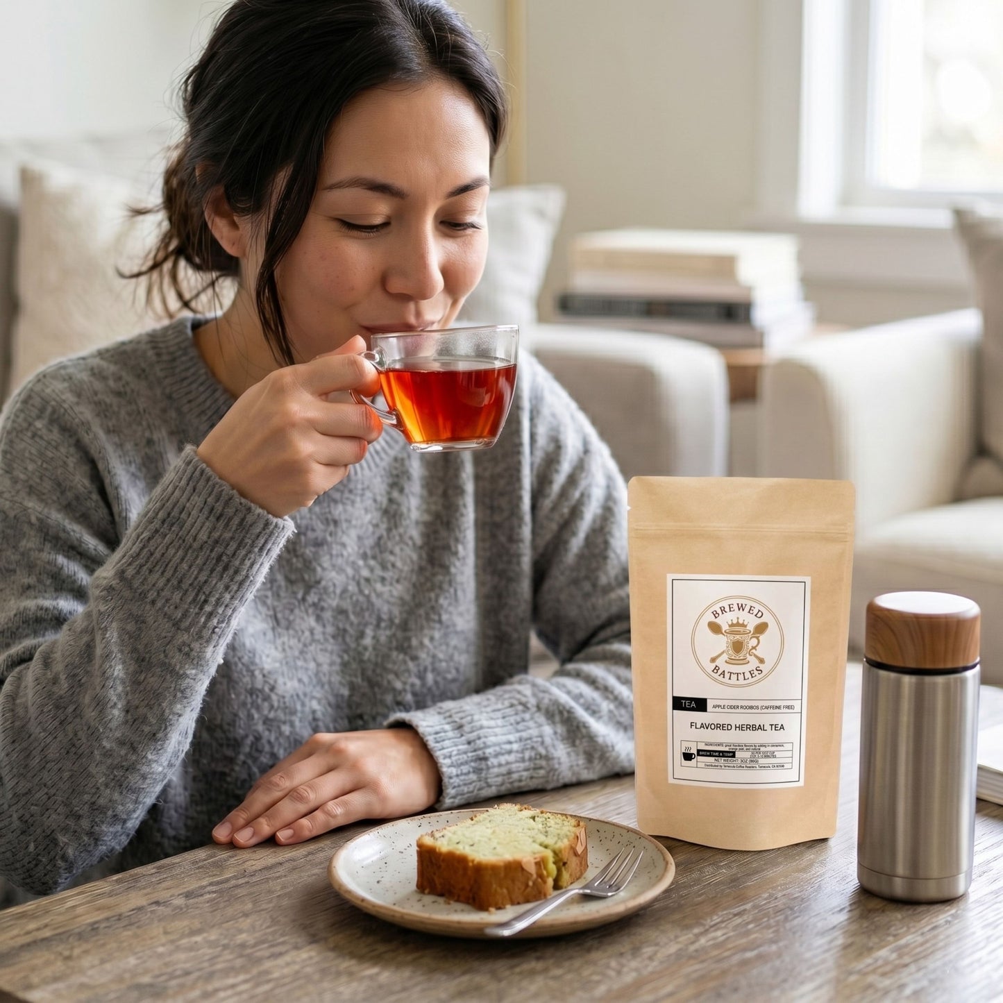 Apple Cider Rooibos Tea – Caffeine Free Herbal Tea | Cinnamon Spice Loose Leaf Tea | Premium South African Red Bush Tea | Fall Tea Blend | 3oz