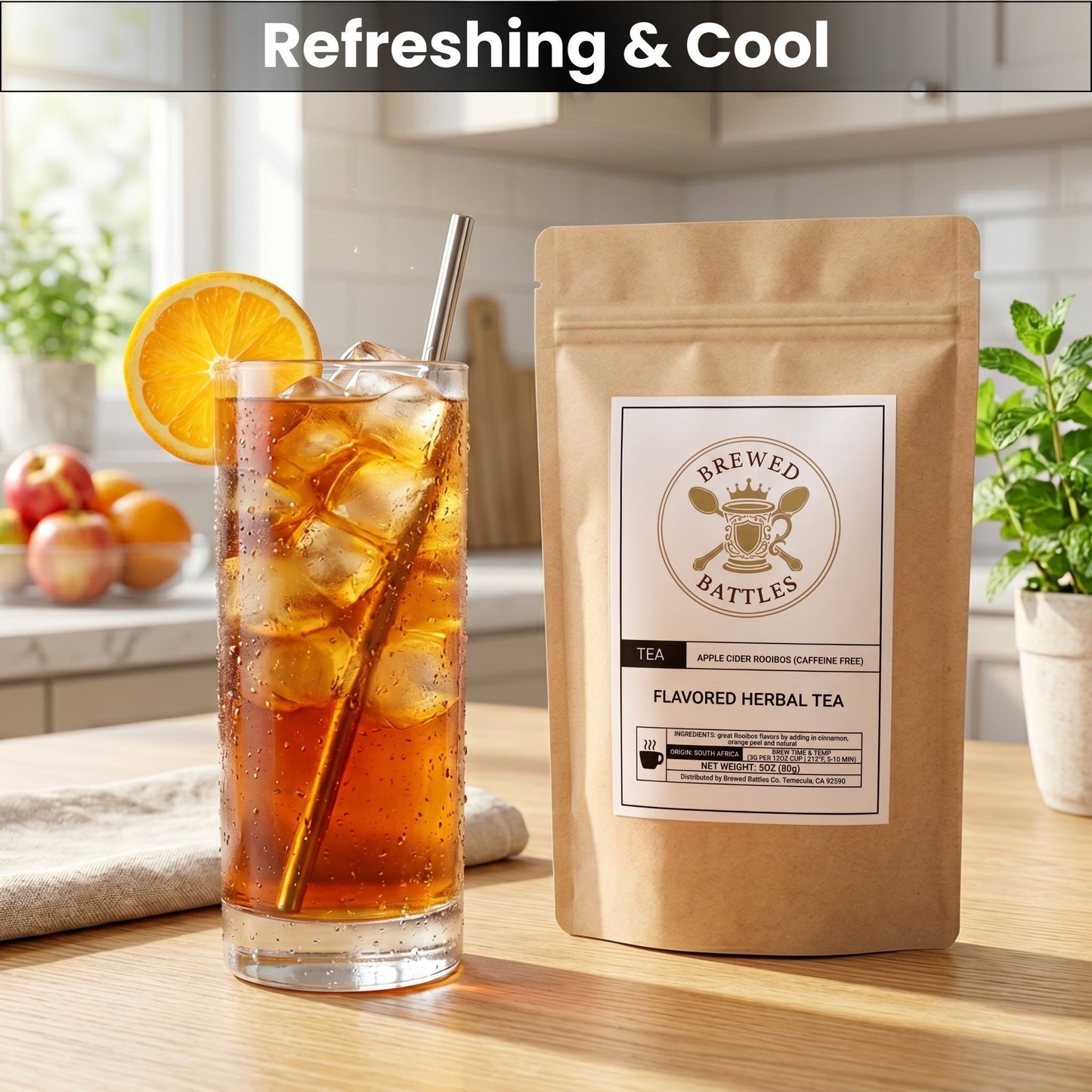 Apple Cider Rooibos Tea – Caffeine Free Herbal Tea | Cinnamon Spice Loose Leaf Tea | Premium South African Red Bush Tea | Fall Tea Blend | 3oz