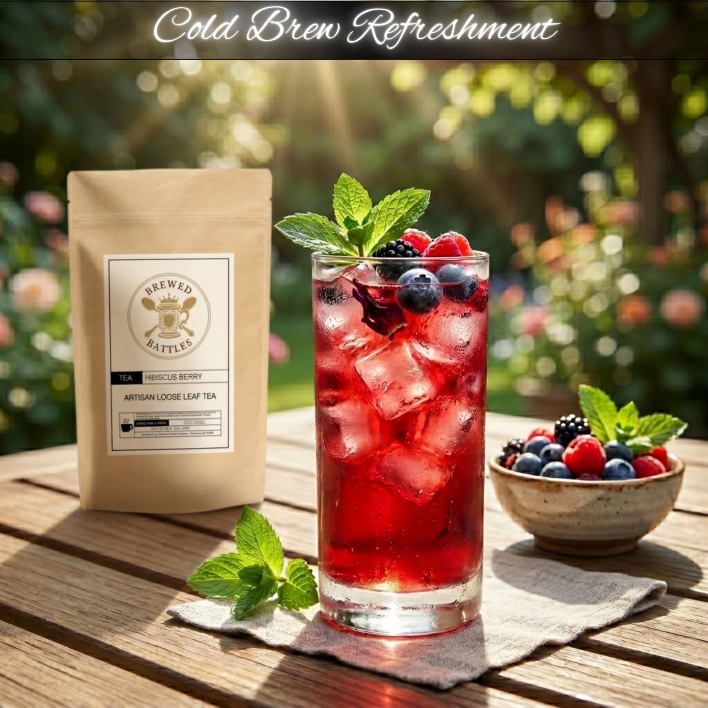 Hibiscus Berry Loose Leaf Tea | Organic Herbal Tea — Hibiscus Flowers, Rosehips, Blueberry & Passionfruit | Cold Brew & Hot Tea | Sweet & Fruity | 2oz Artisan Blend by Brewed Battles