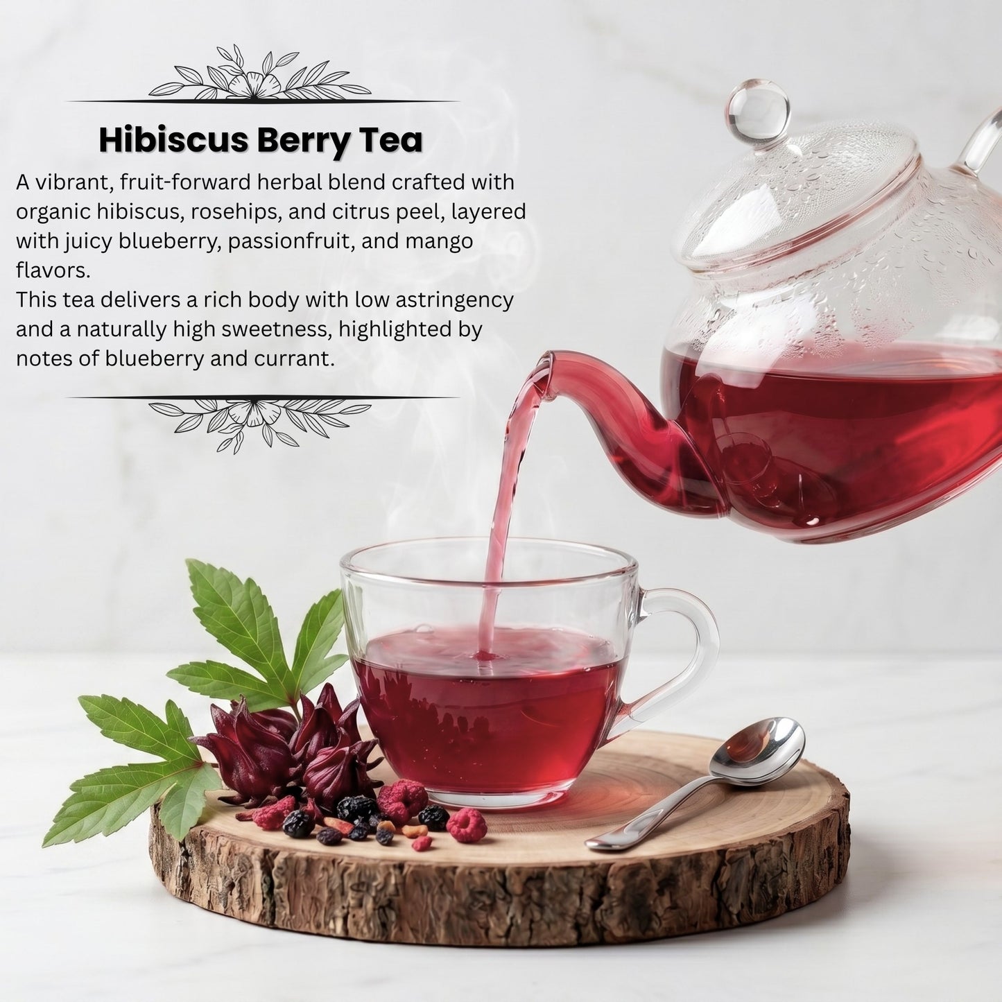 Hibiscus Berry Loose Leaf Tea | Organic Herbal Tea — Hibiscus Flowers, Rosehips, Blueberry & Passionfruit | Cold Brew & Hot Tea | Sweet & Fruity | 2oz Artisan Blend by Brewed Battles