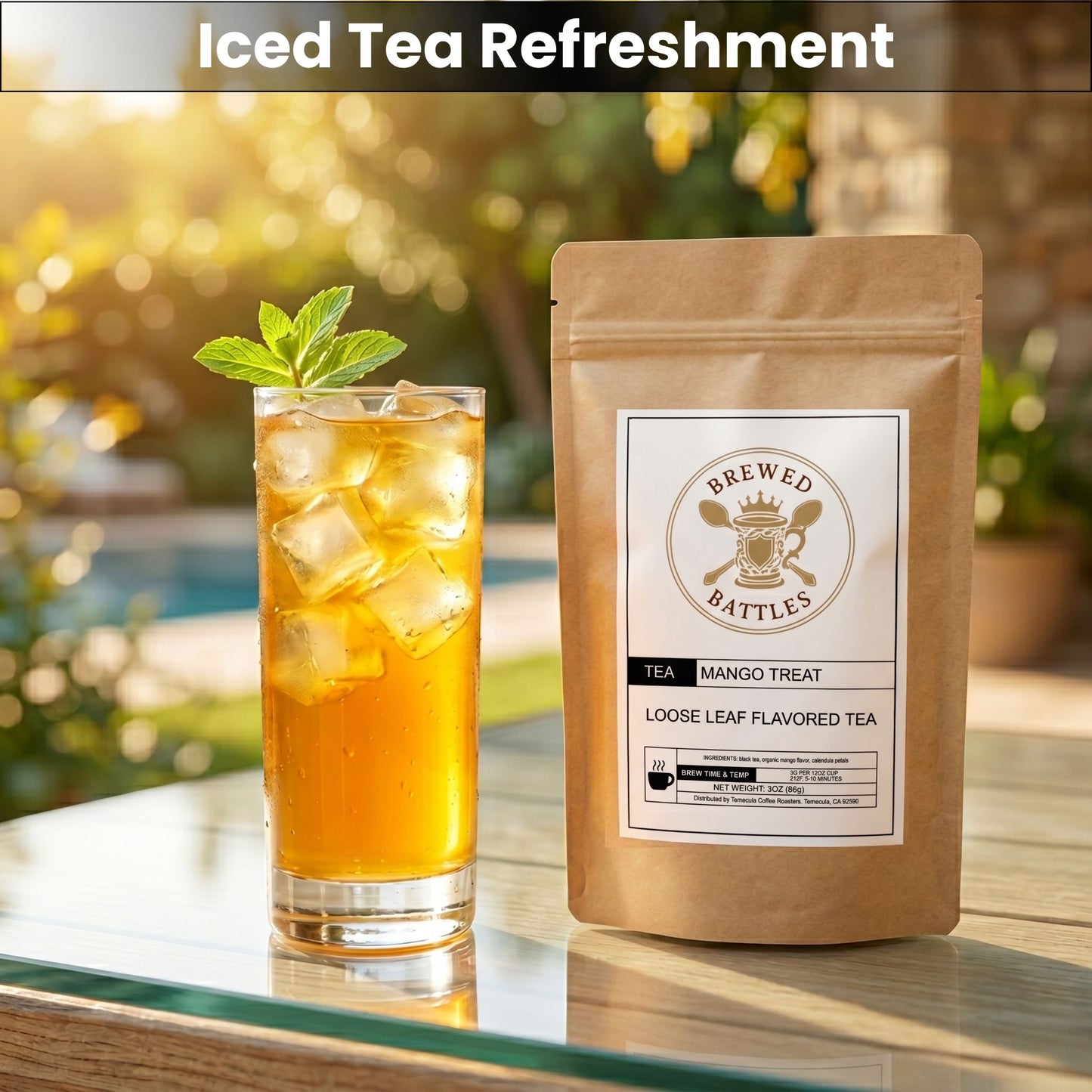 Mango Treat Loose Leaf Tea – Sweet Fruity Black Tea | Mango Flavored Tea Hot or Iced | Premium Mango Iced Tea Blend | Brewed Battles | 3oz