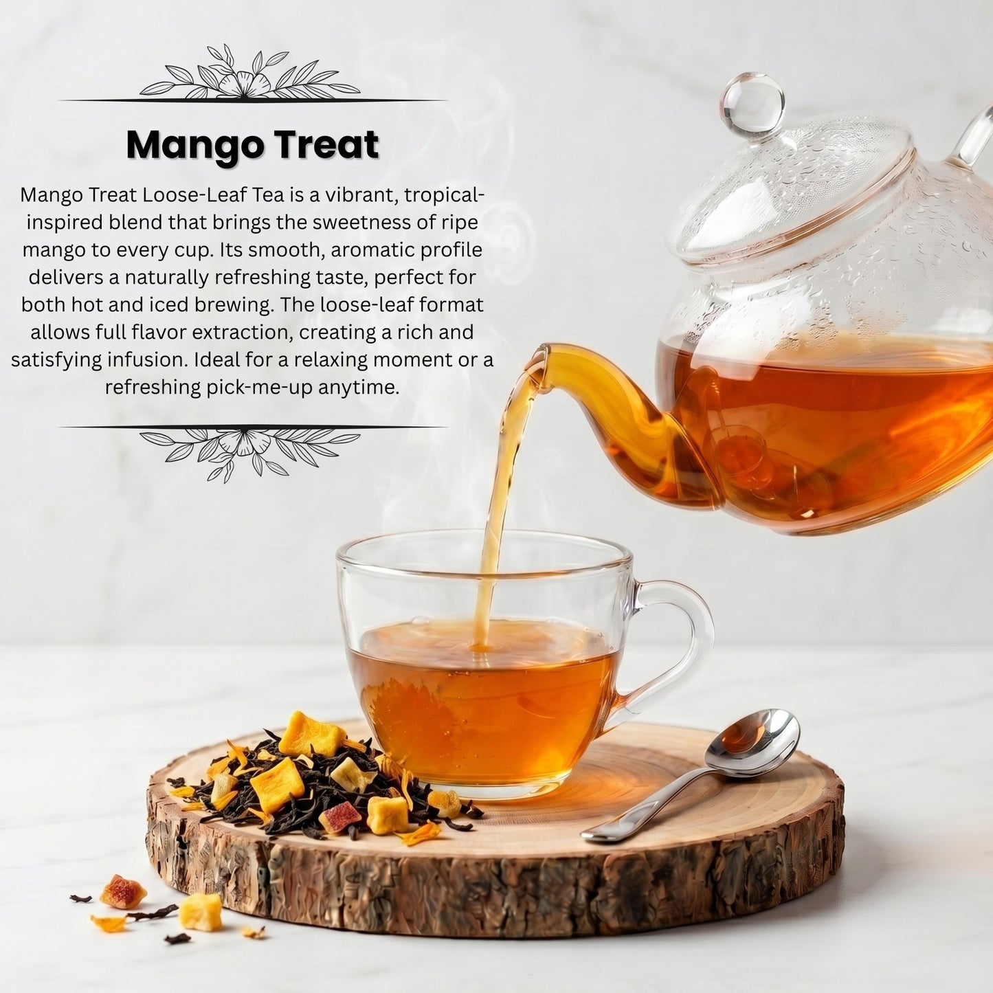 Mango Treat Loose Leaf Tea – Sweet Fruity Black Tea | Mango Flavored Tea Hot or Iced | Premium Mango Iced Tea Blend | Brewed Battles | 3oz