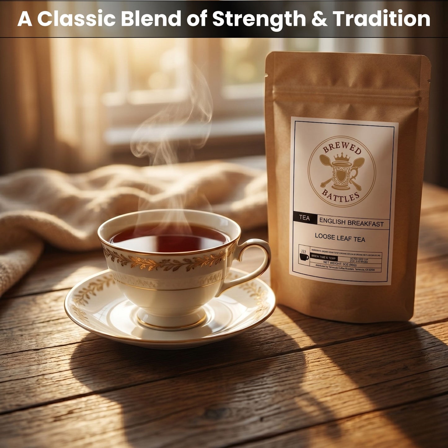 English Breakfast Loose Leaf Tea | Bold Organic Blend | African & Indian Black Tea | 3oz