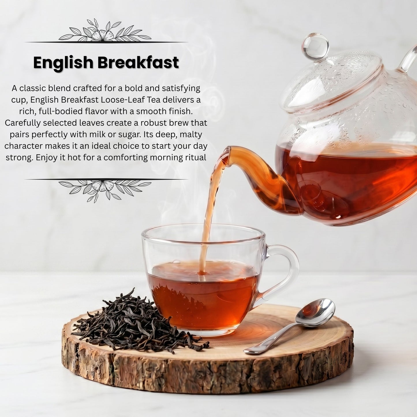 English Breakfast Loose Leaf Tea | Bold Organic Blend | African & Indian Black Tea | 3oz