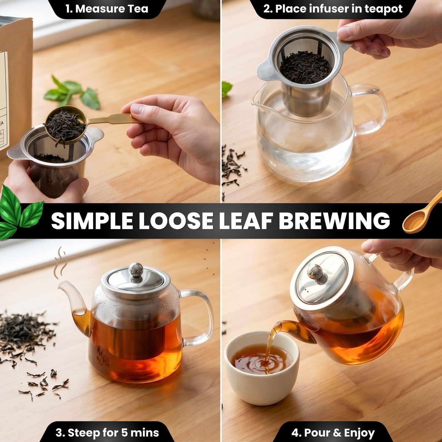 English Breakfast Loose Leaf Tea | Bold Organic Blend | African & Indian Black Tea | 3oz