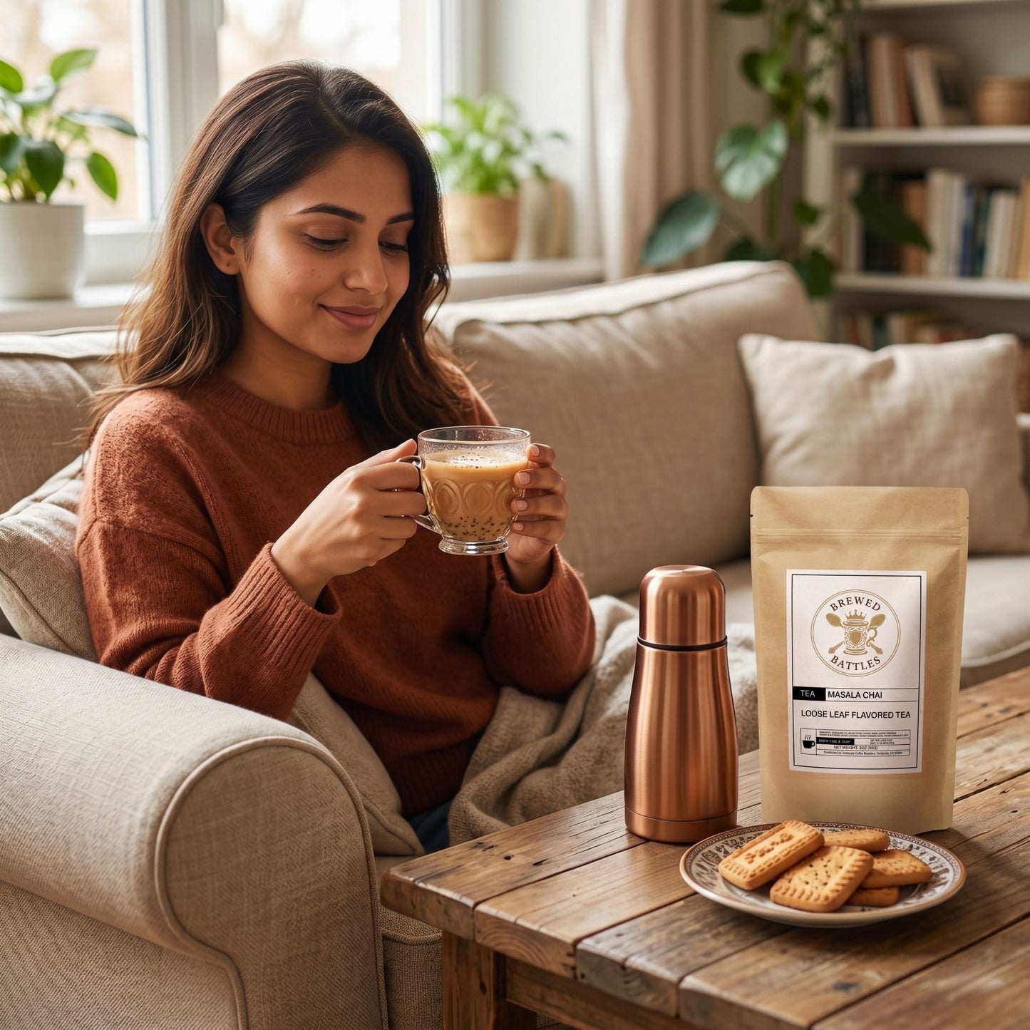 Brewed Battles Masala Chai Loose Leaf Tea | Organic Spiced Chai Tea | Bold Assam Black Tea with Ginger, Cardamom & Cloves | 3oz Loose Leaf Flavored Tea