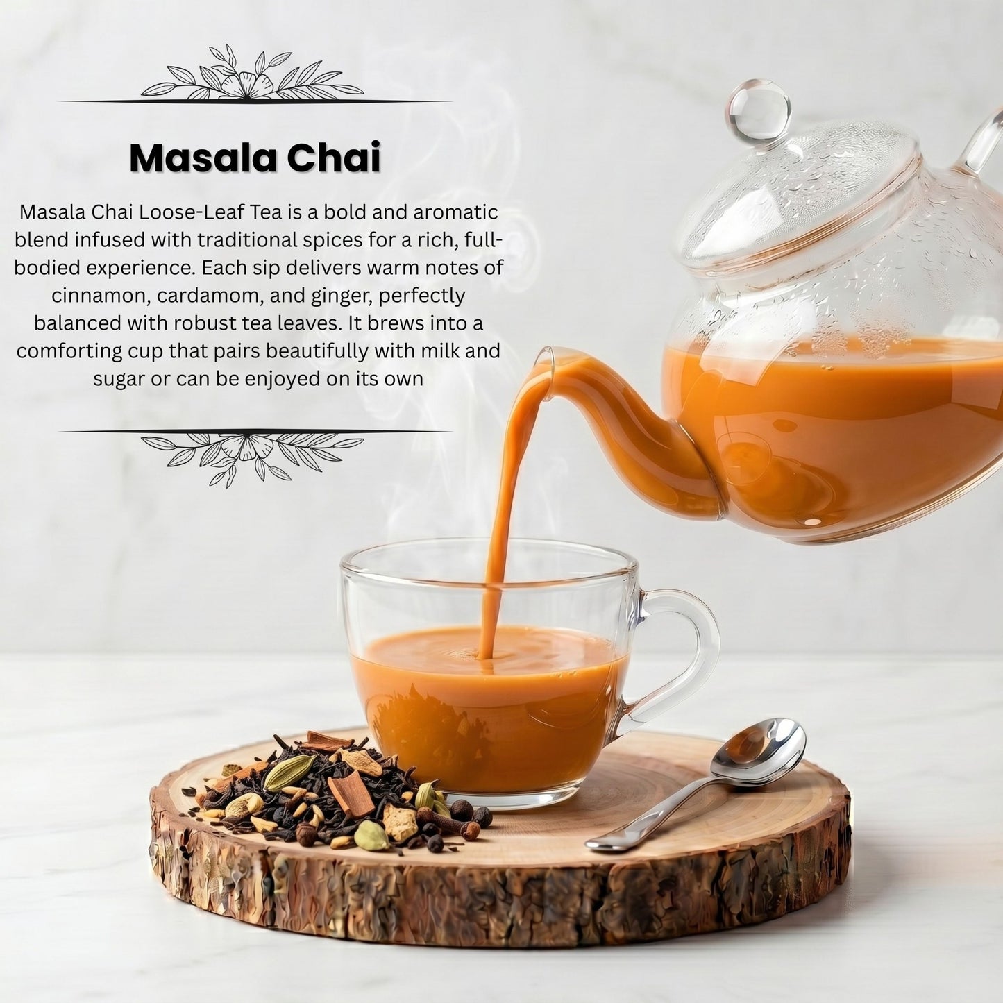 Brewed Battles Masala Chai Loose Leaf Tea | Organic Spiced Chai Tea | Bold Assam Black Tea with Ginger, Cardamom & Cloves | 3oz Loose Leaf Flavored Tea