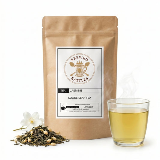 Jasmine Loose Leaf Tea | Premium Green Tea with Jasmine Blossoms | Brewed Battles | 3oz