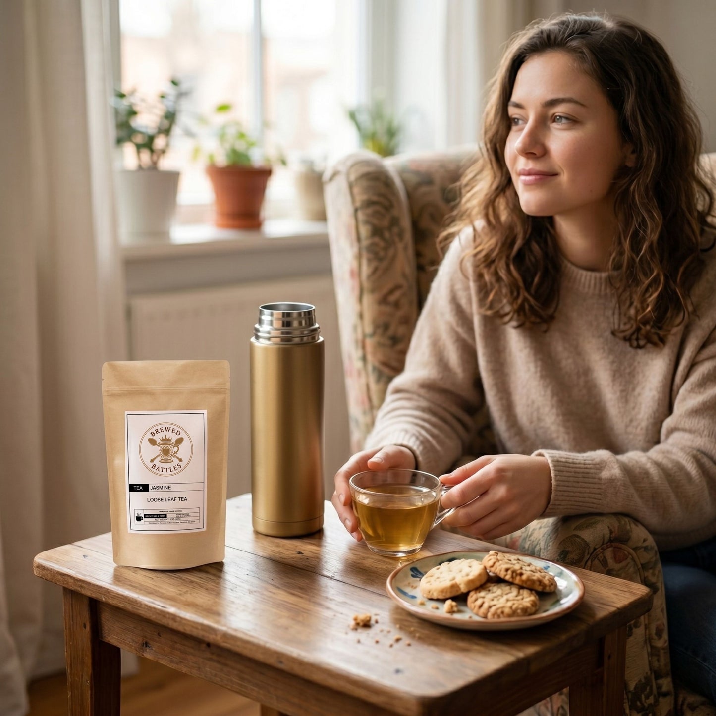 Jasmine Loose Leaf Tea | Premium Green Tea with Jasmine Blossoms | Brewed Battles | 3oz