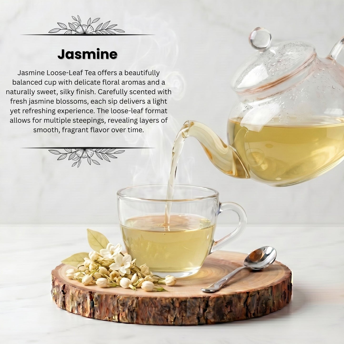 Jasmine Loose Leaf Tea | Premium Green Tea with Jasmine Blossoms | Brewed Battles | 3oz