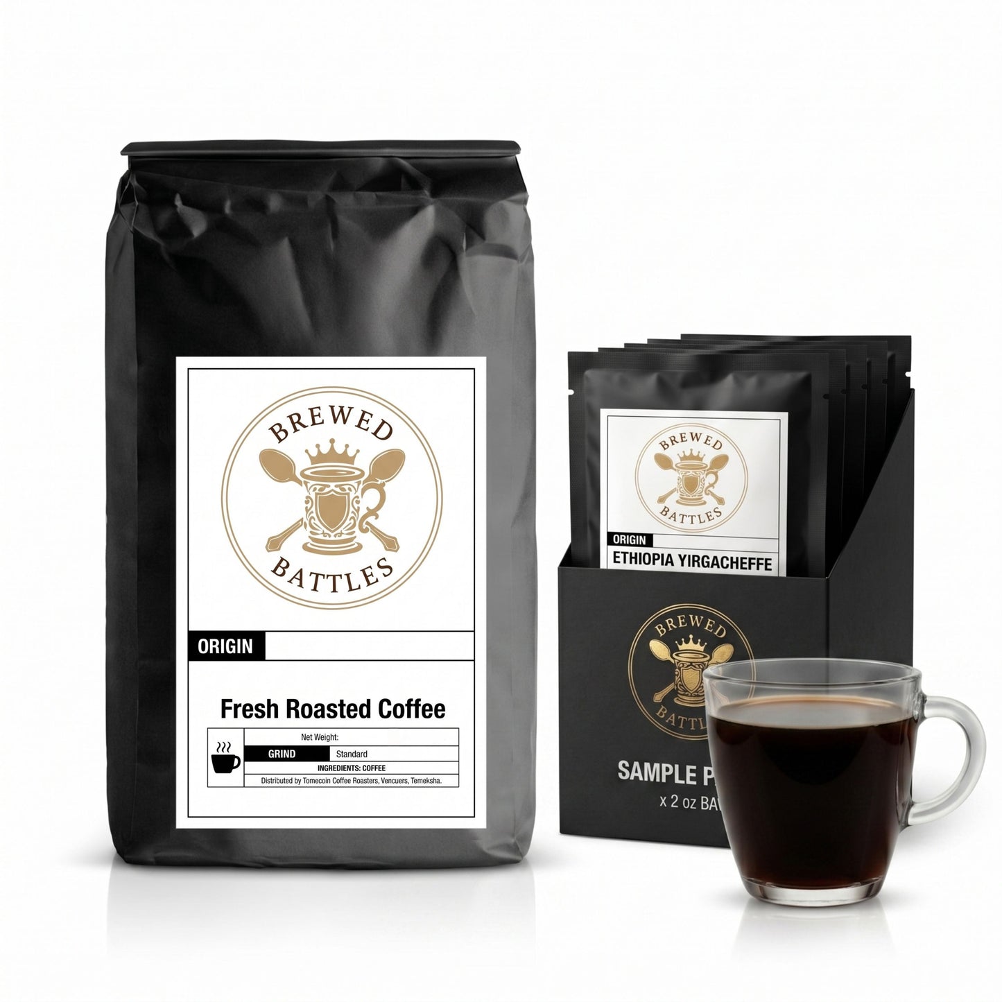 Single Origin Coffee Sampler Pack | Fresh Roasted 6-Pack | Brazil Colombia Ethiopia Tanzania Costa Rica Honduras | 2oz Sample Bags | Specialty Coffee Gift Set