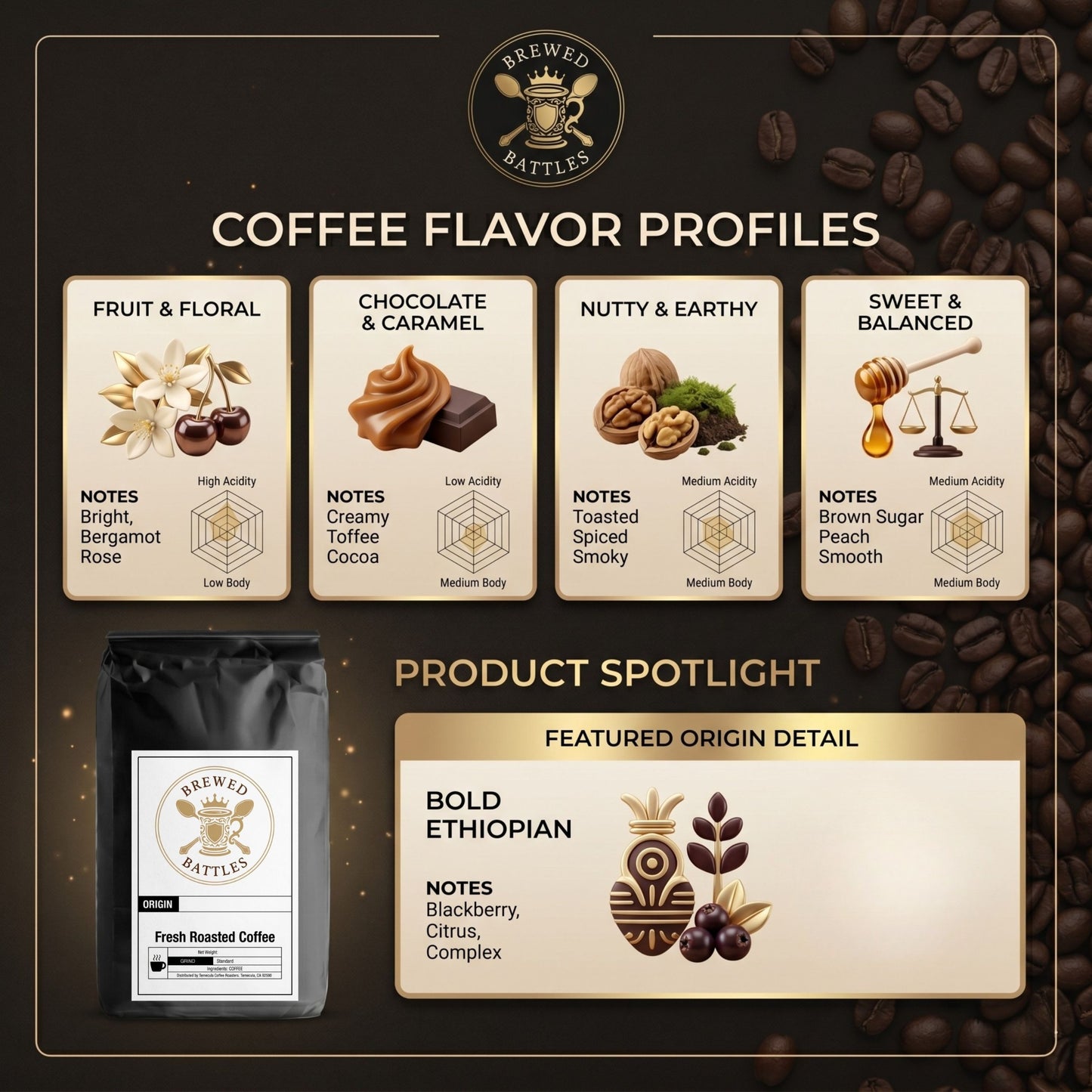 Flavored Coffee Sample Pack | 6 Variety Pack 2oz Bags | French Vanilla, Hazelnut, Caramel, Mocha, Cinnamon Roll & More | Fresh Small Batch Roasted Specialty Grade Arabica Coffee