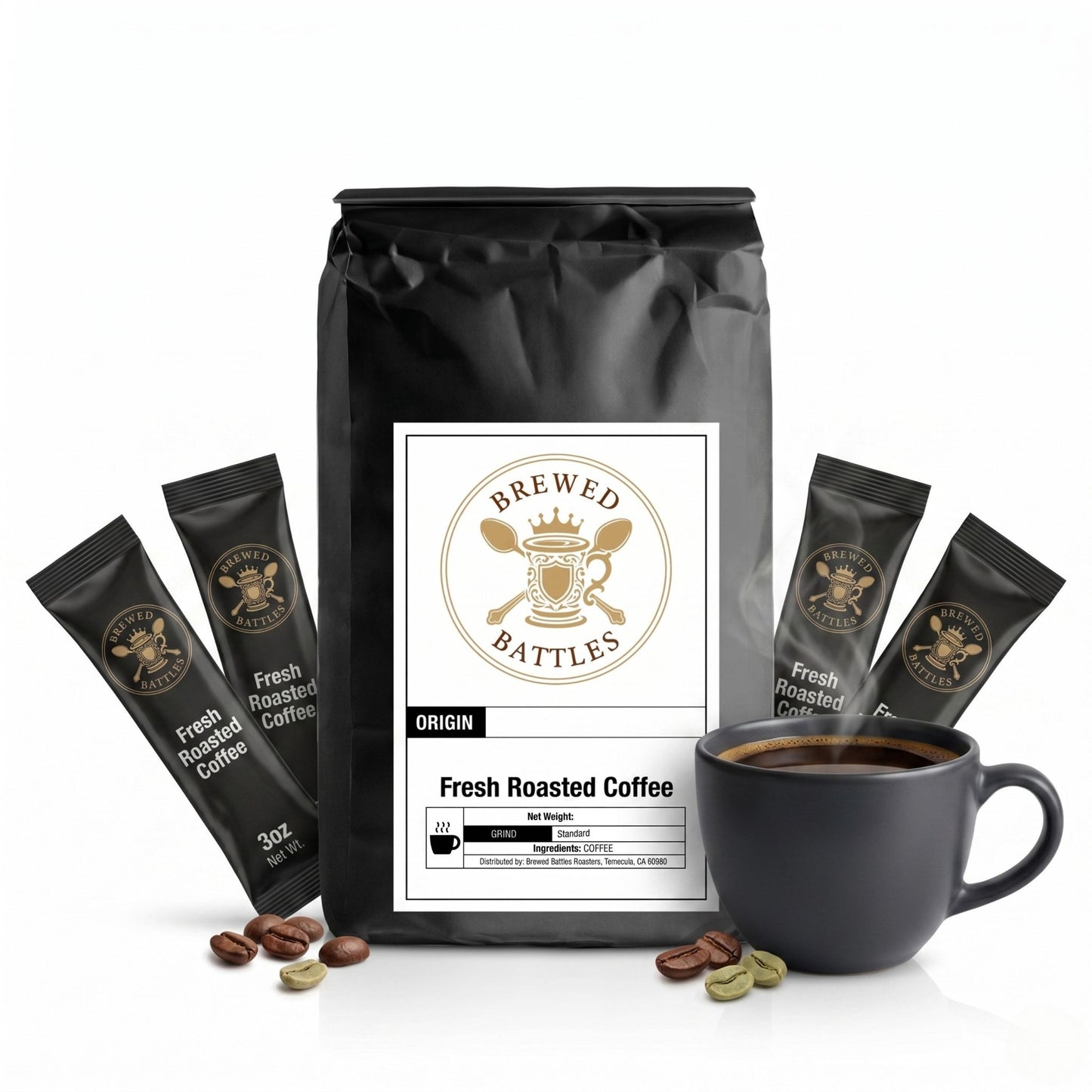 Premium Instant Coffee | 30 Servings | Specialty Grade Single Serve Packets | Bold, Smooth & Rich — Brewed Battles Instant Coffee Packets