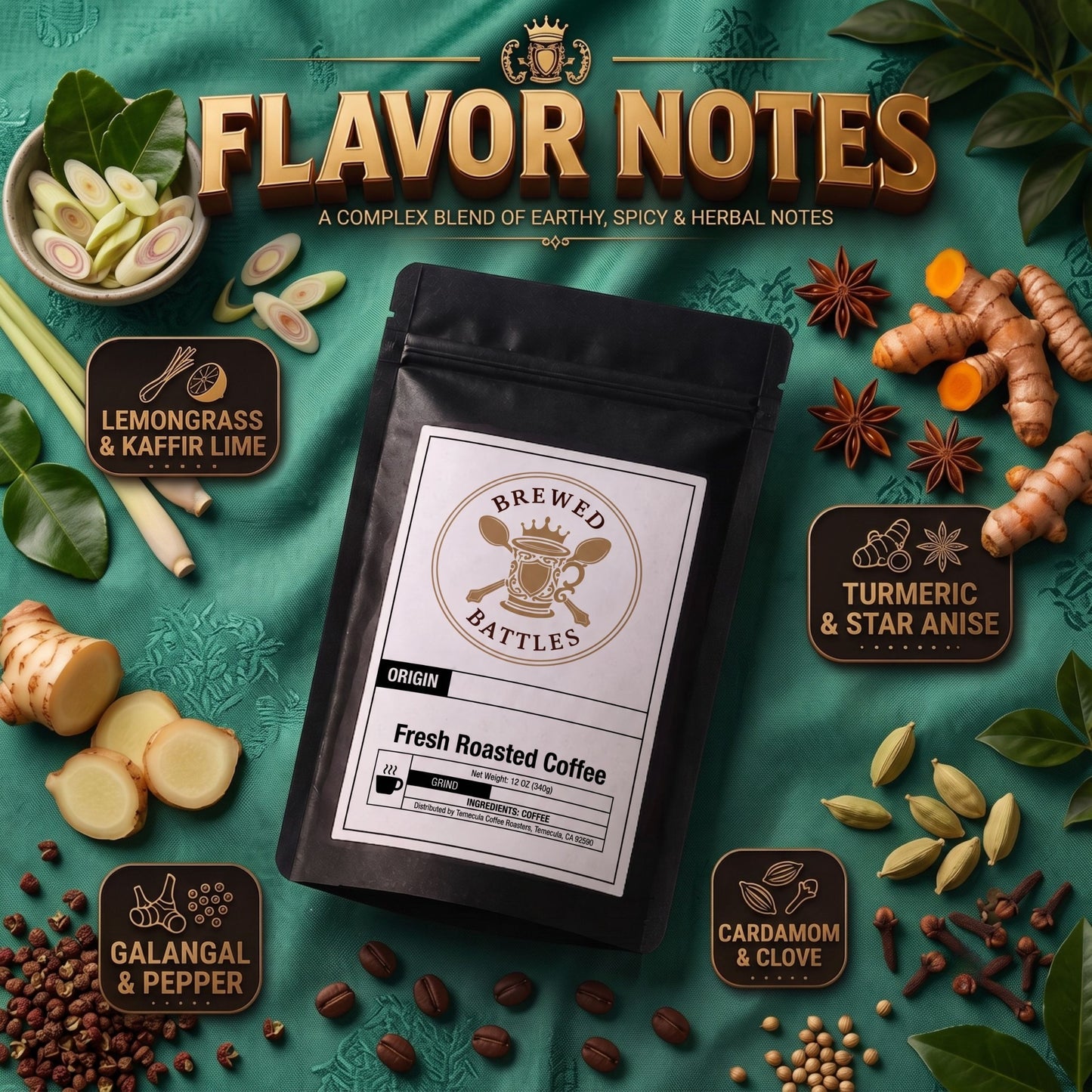 Asian Plateau Blend | Medium Roast Southeast Asian Coffee | Heavy Body, Herbal & Aromatic | Full Sun Grown Washed Process — Brewed Battles Coffee
