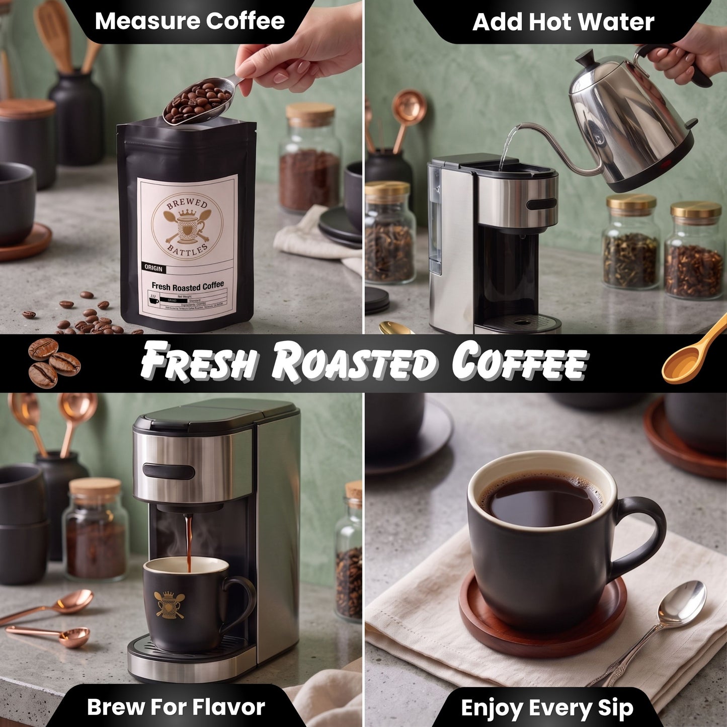African Espresso Blend | Medium & Dark Roast | Kenya, Tanzania & Ethiopia | Bright, Bold & Fruit-Forward Specialty Espresso Coffee — Brewed Battles
